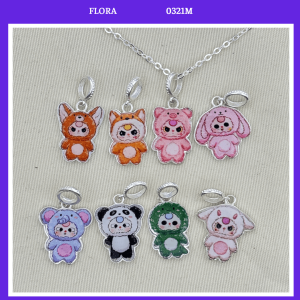 FLORA 0321M - [Có bán lẻ] Dây chuyền bạc ta mặt hình bé 3 Baby Three Animal Party dành cho bé gái
