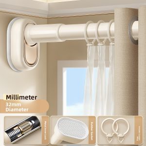 ZHIFAN | No-Drill Extendable Roman Rod for Curtains and Shower Curtains