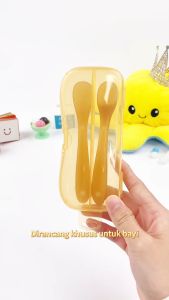 HIPPOLAND 2in1 Kids Spoon Silicone Sendok Makan Training Anak Bayi Teether Feeder 475