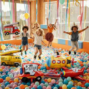 Fire engine Police Car Aluminium Foil Balloon for Automobile Series Theme Birthday Party Childrens Day School Activity Decor