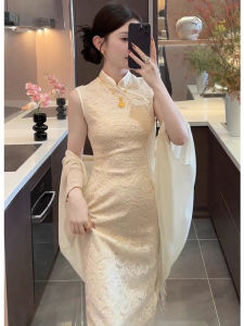 QINGMUZI | Modern Chinese Style Young Womens Qipao Dress Jacket Set