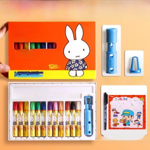 ปากกาวาดสีมันวิศวกรรม 12 สี 24 สี 36 สี ไม่ติดมือ น้ำยาล้างได้ สำหรับเด็ก ชุดเครื่องเขียนสำหรับเด็กอนุบาล