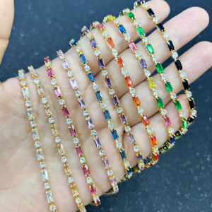 Sparkling Multicolor Zircon Bracelet For Women Couple Minimalist Fashion Classic Elegant HipHop Party Daily Jewelry Gift