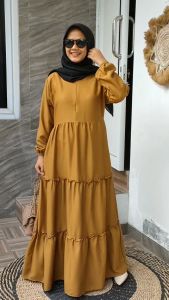 KV.GROSIR Dress Vanesa Susun Ity Crepe 46 Basicc Susun Rempel/Gamis Pesta Susun Polos/Dress Wanita Dewasa Kondangan Susun Polos Ity Crepe