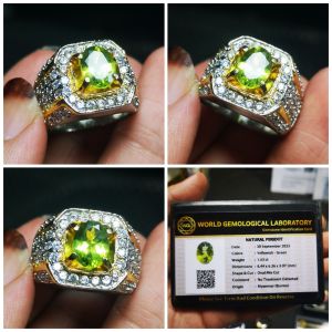 Cincin batu natural permata peridot memo WGL
