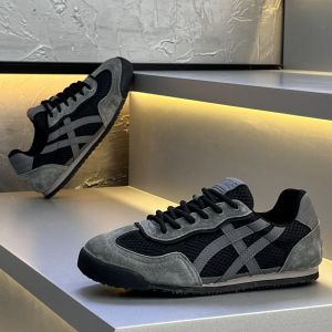 Mens Sporty Low-Top Breathable Soft-Soled Deqin Shoes Fashionable Mesh Panel Slip-On Casual Board Shoes for Autumn