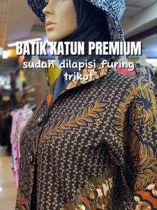 Batik wanita lengan panjang tunik bahan katun premium Full lapisan trikot