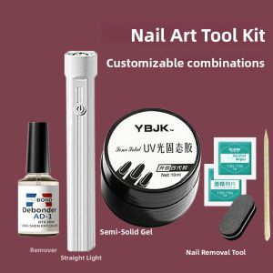 Solid Glue Manicure Tool Kit with Baking Lamp And Crystal Stick Wearable Nail Tool Combination Set for Beauty And Cosmetics
