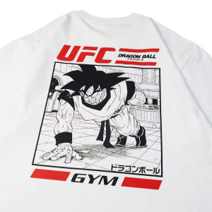 Bandai | Dragon Ball Animation Sun Wukong Joint UFC Mens and Womens Retro High Quality Cotton Crew Neck Printed T-Shirt Trend Ins Top