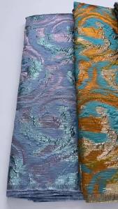 2026 Luxury African Jacquard Brocade Lace Fabric - Gradient Blue Purple Brocade for Nigerian Bridal & Occasion Wear
