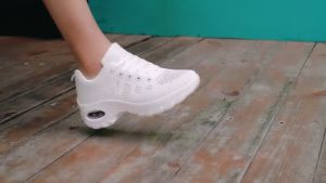 Best Sellers: Women Korean Fashion Air Cushion Running Shoes & Breathable Mesh Thick Sole Casual Black Rubber Shoes