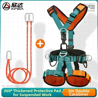 Xinda | National Standard Full Body 5-Point Safety Harness Set for High Altitude Work Rock Climbing and Rescue