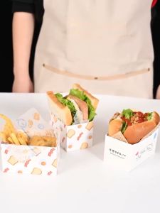 50/100Pcs Sandwich Packaging Box Korean Hamburger Bread Toast Box Holder Sandwich Paper Wrapper
