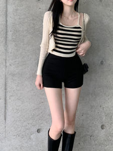 High Waist Slim Fit Shorts Womens Casual Elastic Outdoor Wear Hot Pants Black Slimming Lightweight Straight Leg Trousers