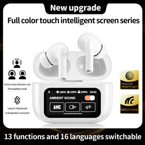 🎧 Original Product + FREE Shipping 🎧 A8pro Bluetooth 5.4 Wireless Earphones LCD color screen ANC Active Noise Cancelling TWS Sports Earbuds 15 national languages