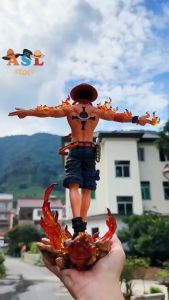 Mô Hình One Piece Portgas D  Ace hỏa quyền đứng dang tay - Cao 27cm -1 bảng logo hình team râu trắng - ASL Store