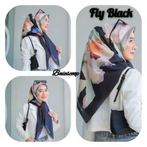 baniescoop fly black hijab segi empat motif