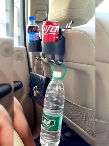 Car Seat Back Hook Headrest Cup Holder with Hooks Hanging Mount Cup Handbag Key Storage Multifunctional Hanger