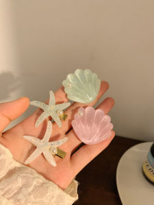 Mint Green Sea Salt Soda Hair Clip Star Shell Hair Accessories Sweet Side Bangs Hair Grips Beach Photo Prop Hair Decorations
