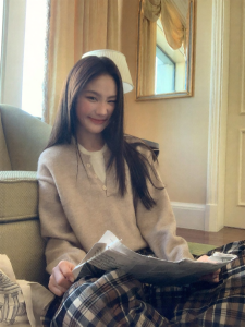 NIHAOKANONG | Áo Len Oversized Hai Màu Cho Phụ Nữ Bé Nhỏ Mùa Thu Xuân