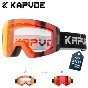 Kính Trượt Tuyết Kapvoe Photochromic Chống Tia UV400 Chống Mờ Dành Cho Nam Nữ Đi Xe Máy Có Lớp Phủ Gương