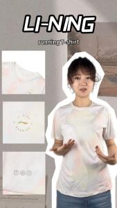 LI-NING Short sleeved T-shirt Womens 25 New Running Series Reflective Comfortable Quick drying Breathable Soft Skin friendly Knitted Casual Sports Top ATSV530