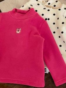 Áo Thun Trẻ Em Hai Mặt Dervo Mùa Thu Phong Cách Mới Cho Bé Gái Áo Thun Cổ Cao Hình Trái Tim Hoạt Hình Áo Thun Trẻ Em