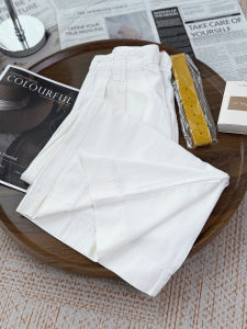 MANMI | High Waist Korean Style White Straight Leg Denim Pants