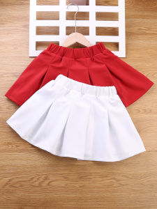 Girl White Short Skirt All Year Round Childrens Summer Clothing Little Girl Pleated Skirt Primary School Uniform Preppy Style Performance and Show