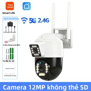 Camera An Ninh Ngoài Trời Tuya 12MP Ống Kính Kép 5G Wifi PTZ Không Dây Chống Nước Với Tính Năng Theo Dõi Tự Động Và Giám Sát Video