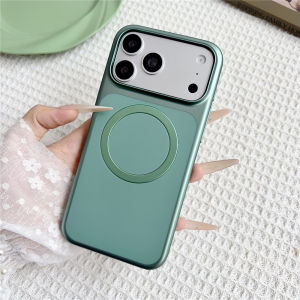 Ultra Thin Luxury Metallic Paint PC For Magsafe Magnetic Case for iPhone 17 16 Pro Max Wireless Charge Plating Shockproof Cover
