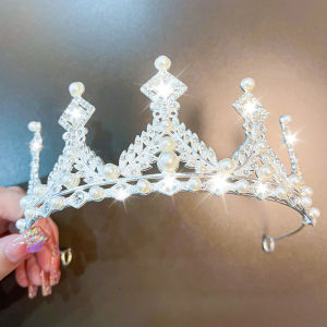 Princess Crown Hair Accessory Childrens High-End Crystal Crown Birthday Gift Baby Girl Hair Clip Newborn Bride Headwear