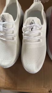 Sepatu Sneakers Sport Wanita Bahan Rajut Women Shoes Casual PUTIH