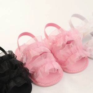 0-18 Months Old Baby Girl Summer Pink Baby Sandals Fashion Bow Sandals Baby Rubber Sole Anti Slip Velcro Sandals