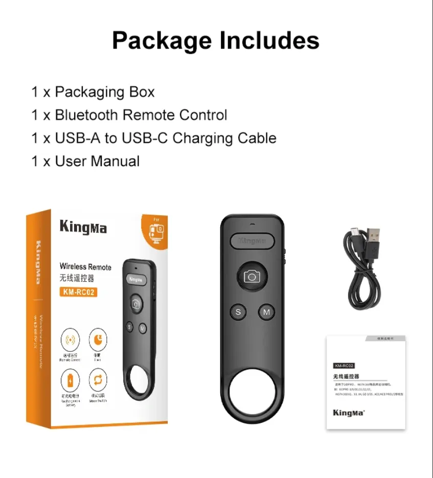 Telecomando Bluetooth Wireless Per GoPro 8-13 E Insta360 X2-X5, ACE/ACE PRO – Compatto E Ricaricabile - 2