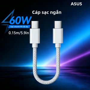 ASUS | Cáp Sạc Nhanh ASUS 60W USB A Sang C & Type C Sang C Dành Cho MacBook Pro iPhone 17 16 Pro Max 15 17 Pro 16 Pro 15 iPad