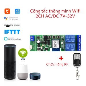Tuya WiFi RF 433 MHz Bộ Điều Khiển Mở Cửa Nhà Để Xe Thông Minh Công Tắc Không Dây 12V 24V DC AC Hỗ Trợ Điều Khiển Từ Xa Thông Qua Ứng Dụng Tuya
