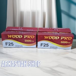 4 PCS WOOD PRO ISI STAPLES MESIN PAKU TEMBAK F25 LURUS MATA AIR NAILER NAIL GUN ANGIN STEPLES F25