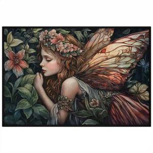 Tranh cô tiên trong rừng hoa chủ đề màu xanh và bảo vệ môi trường.Tranh treo tườngdán tường .CGI-1212