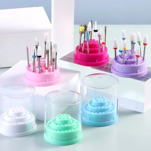 Nail Drill Bits Organizing Box Compact Dustproof Storage Case For Manicure Polishing Heads Grinding Head Holder Nail Art