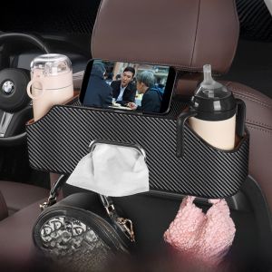 HELLOLEIBOO | Leibin Car Seat Back Storage Box Multi-Functional Vehicle Storage Box Tissue Box Cup Rack Storage Box Waterproof Leather Business Style