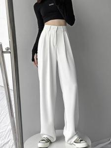 High Waist Drapey Straight Leg Pants Long Dragging Floor Length Slimming Casual Trousers for Women Autumn Fashion 2022