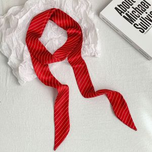 Khăn Choàng Lụa Dài Sọc Đỏ Mới 2025 Cho Nữ Thắt Lưng Phụ Kiện Trang Trí Váy Dây Thắt Lưng Khăn Choàng Lụa Hai Mặt Polyester Mùa Đông