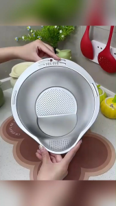 Professional Rice Washing Bowl Stainless Steel Rice Rinser Strainer With Side Drainer Ideal For Quinoa Rice Grains Legumes & Vegetables Kitchen Essential