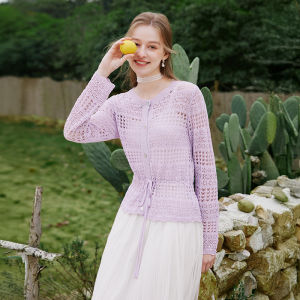XIANGYING | Crochet Lace Hollow-out Lightweight Waist-defining Knitted Cardigan
