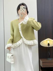 Sweet Commuter Style Short Sleeveless Womens Jacket Autumn Fashion Small Fragrance Wind Korean Version Polyester Fiber Coat