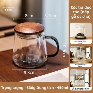 MODERN SWEETHOME | Cốc Pha Trà Kính Tách trà và Nước Dùng cho Nhà hoặc Văn Phòng có Nắp