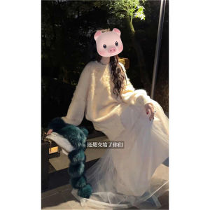 French Elegant A-Line Dress Womens Winter New Fashion Casual Slimming Skirt Unique Attractive Dress Commute Pure Color Natural Waist