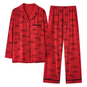 Bộ đồ ngủ MiiOW Catman cho cặp đôi làm bằng cotton nguyên chất màu đỏ