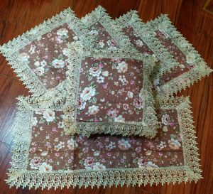 Sarung Bantal Kursi Sofa Set Bordir Mewah   bahan bordir impor mewah 1 set = 5sarung dan 1 taplak